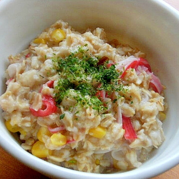 お魚食べてネ❤オートミール粥でも♪(かにかま他)